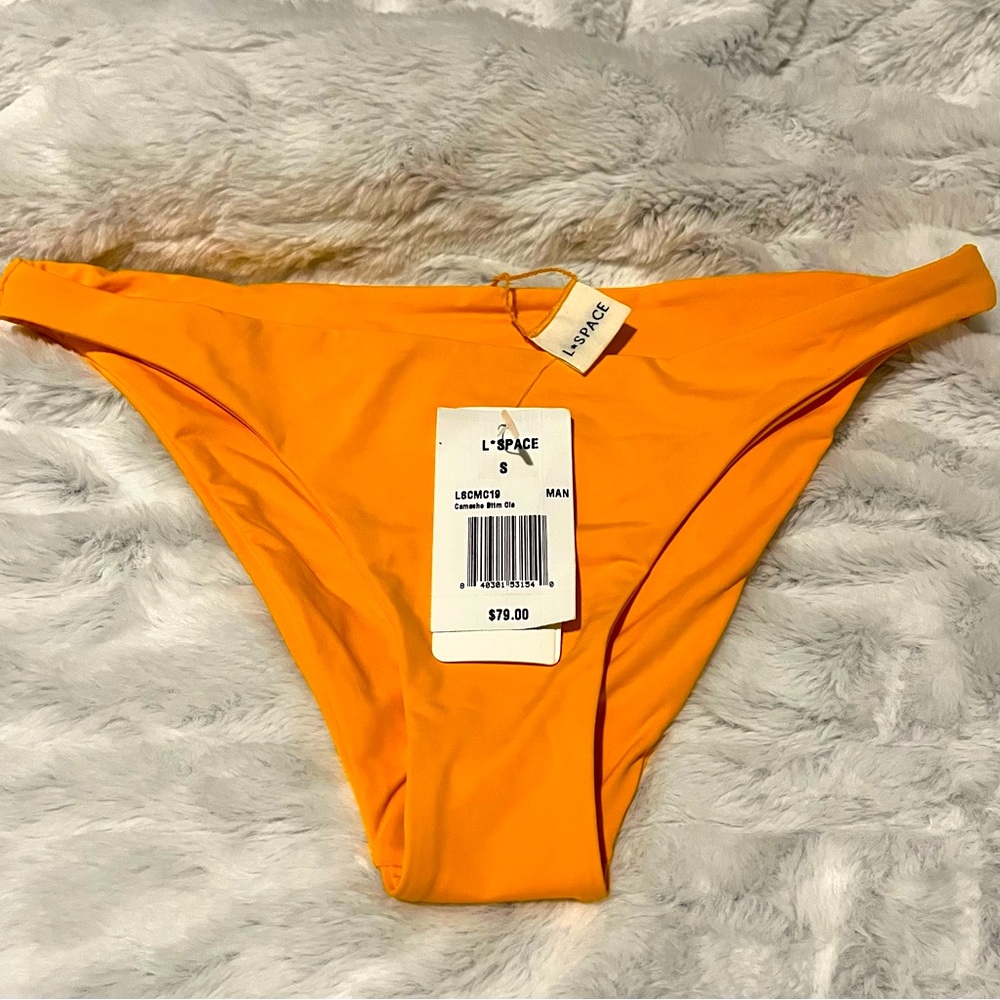 NWT- L*Space Bikini bottoms, color orange, size small.